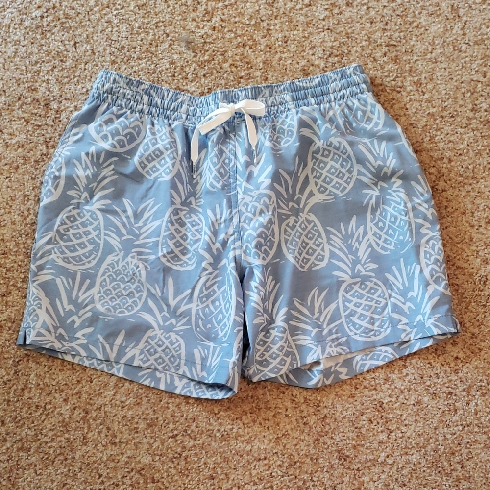 Blue Pineapple Print Men's Shorts